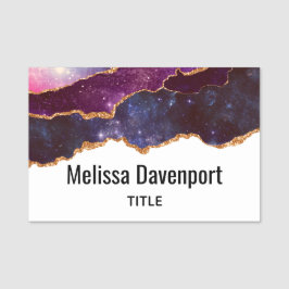 Blå och Lila Space och stjärnor Modern Agate Namnbricka