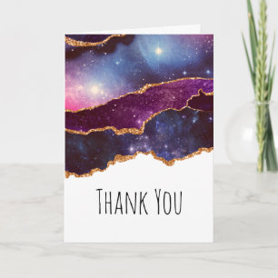 Blå och Lila Space och stjärnor Modern Agate-Tack Kort