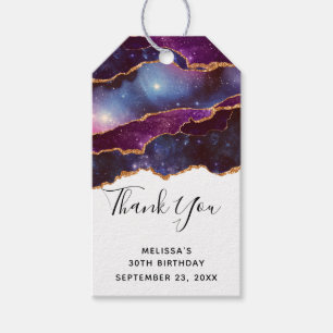 Blå och Lila Space och stjärnor Modern Agate-Tack Presentetikett