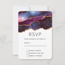 Blå och Lila Space & Stars Modern Agate Bröllop