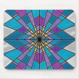 Blå och Lila Stain Glass Mönster Musmatta