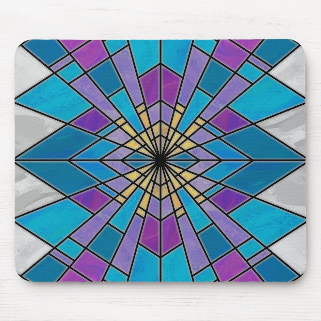Blå och Lila Stain Glass Mönster Musmatta (Framsidan)