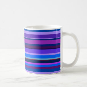 Blå och lila vågrät rand kaffemugg