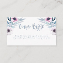 Blå och lila vattenfärg Diaper Raffle biljett Tilläggskort
