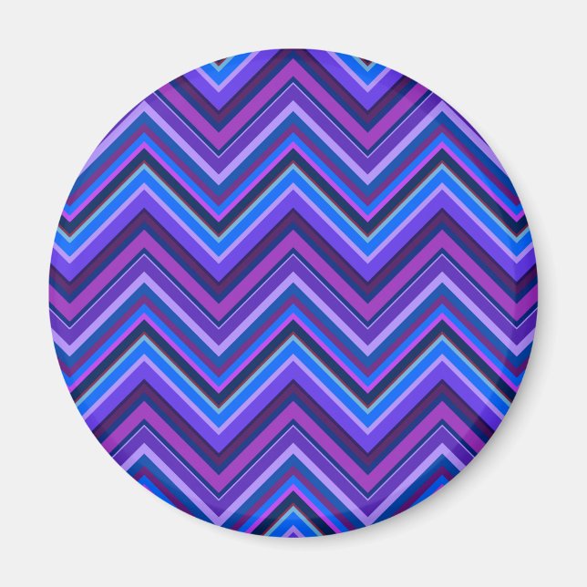 Blå och lila zigzag rand magnet (Framsidan)