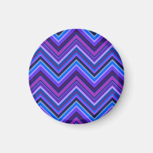 Blå och lila zigzag rand magnet