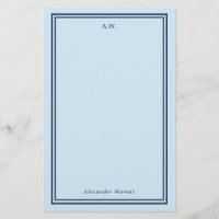 Blå och ljusblå monogrammerad marin blå
