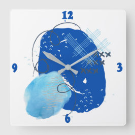 Blå och ljusblå nordlig Abstrakt Fyrkantig Klocka