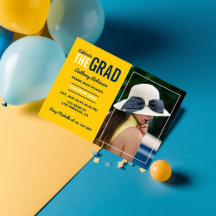 Blå och majs examensfest fotoinbjudan
