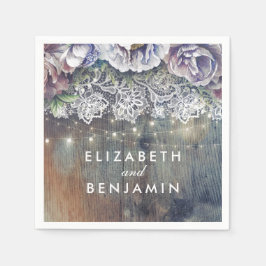 Blå och Maronblommor Rustic Snöre Bröllop Pappersservett