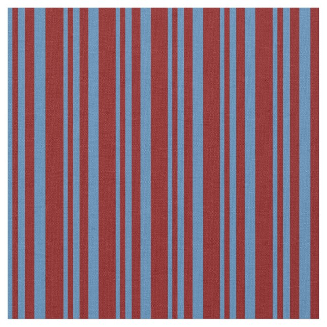 Blå och Maroon Line Mönster Tyg (Närbild)