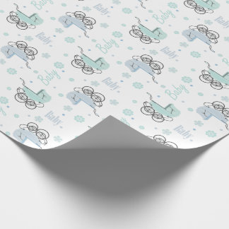 Blå och Mint Grönt Baby Buggy Wrapping Papper Presentpapper