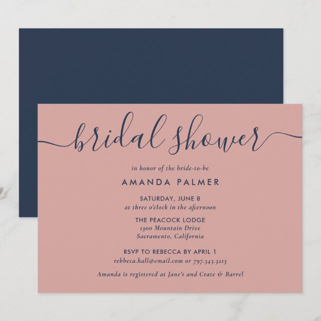 Blå och  Möhippa Inbjudningar (Fram/baksida)