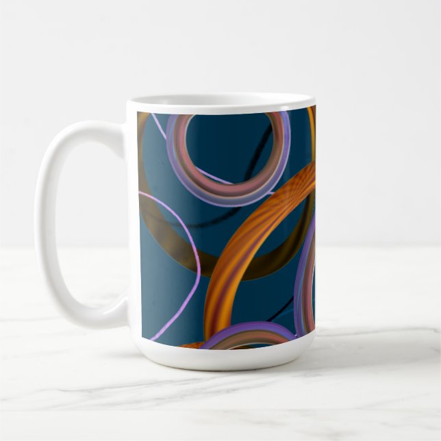 Blå och orange abstrakt designmugg kaffemugg (Vänster)