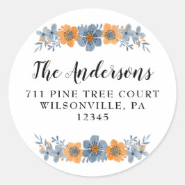 Blå och Orange Blå runda Returetiketter Runt Klistermärke