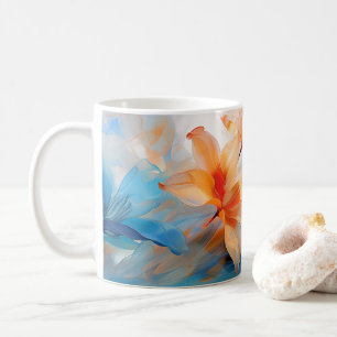 Blå- och orange-blomman Mugg
