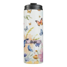 Blå och Orange Butterflies Thermal Tumbler