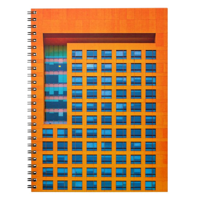 Blå och orange byggnad anteckningsbok (Framsidan)