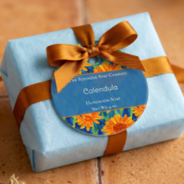 Blå och Orange Calendula Tvål Kosmetik Favorit Tag Gåvor Etiketter