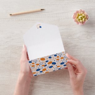 Blå och orange citronmönster lekfullt frukt-tema