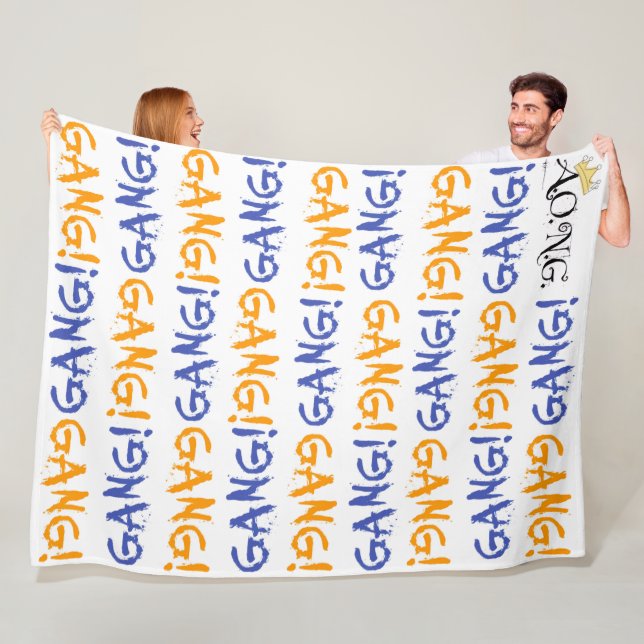 BLÅ OCH ORANGE filt, Stor 60" x 80" Fleecefilt (På plats)