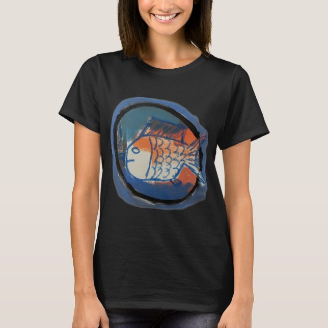 Blå och orange fisk t shirt (Framsida)