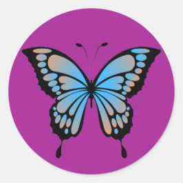 Blå och orange fjärilsdekal runt klistermärke