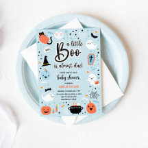 Blå och Orange Halloween - Bebisens Invitation