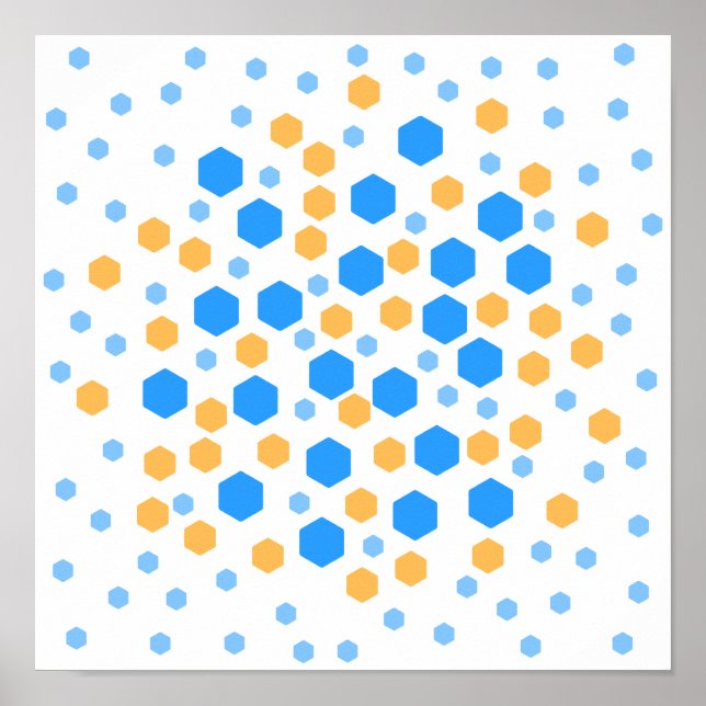 Blå och Orange Hexagons. Poster (Framsidan)