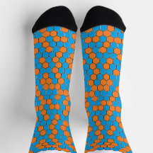 Blå- och Orange Honeycomb Socks