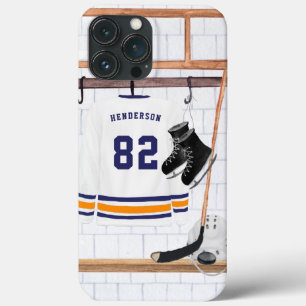 Blå och Orange Ice Hockey   Monogram Jersey
