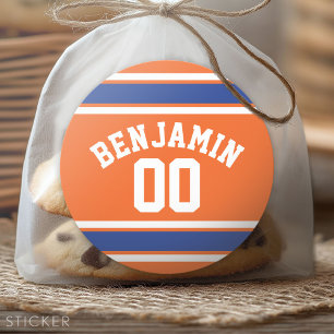 Blå och Orange Iports Jersey-nummer för eget nam Runt Klistermärke