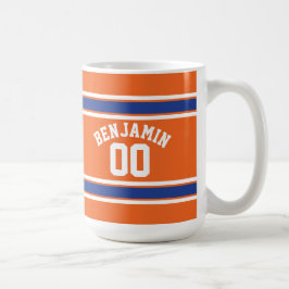 Blå och Orange Iports Jersey-nummer Kaffemugg