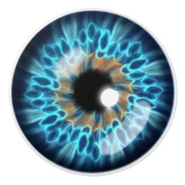 Blå och orange iris ögonboll knopp