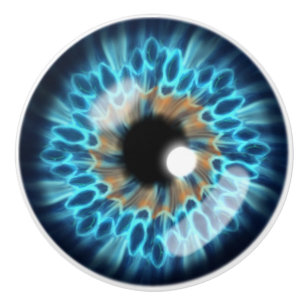 Blå och orange iris ögonboll knopp