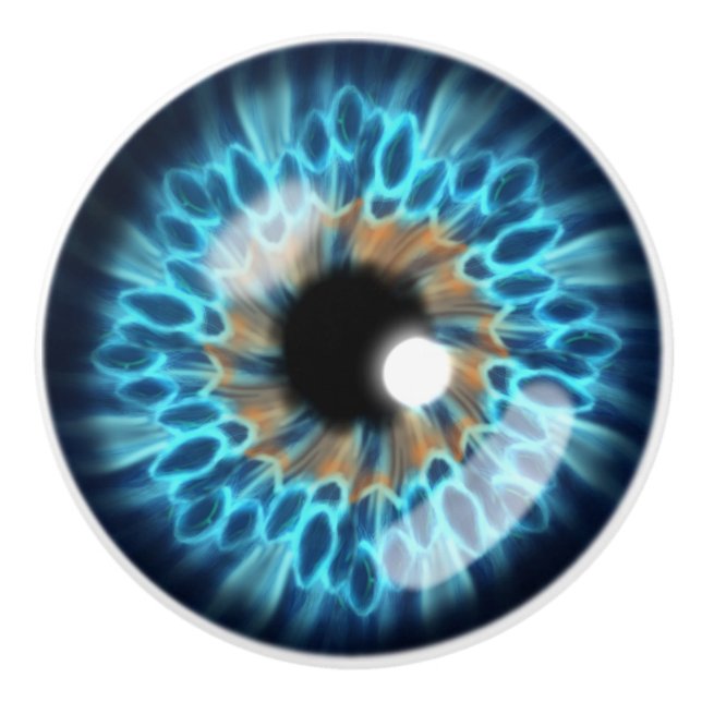 Blå och orange iris ögonboll knopp (Framsidan)