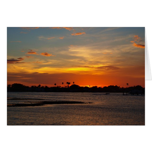 Blå och orange kristaller himmel hälsningskort (Framsidan Horizontal)