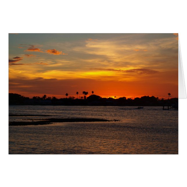 Blå och orange kristaller himmel hälsningskort (Framsidan Horizontal)