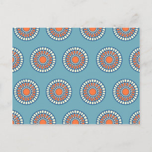 Blå och Orange Mandala-cirkulär Vykort
