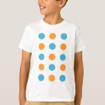Blå och Orange Polka dots Tee<br><div class="desc">Blått och orange-polarprick mönster</div>