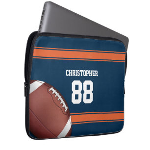 Blå och Orange Rand Jersey Grid Järn Football Laptop Fodral