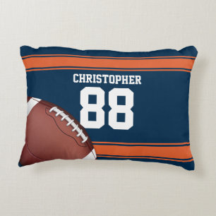 Blå och Orange Rand Jersey Grid Järn Football Prydnadskudde