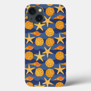 Blå och Orange Seashell Mönster