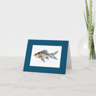 Blå och Orange Shubunkin Goldfish Fine Art Kort