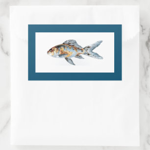 Blå och Orange Shubunkin Goldfish Fine Art Rektangulärt Klistermärke