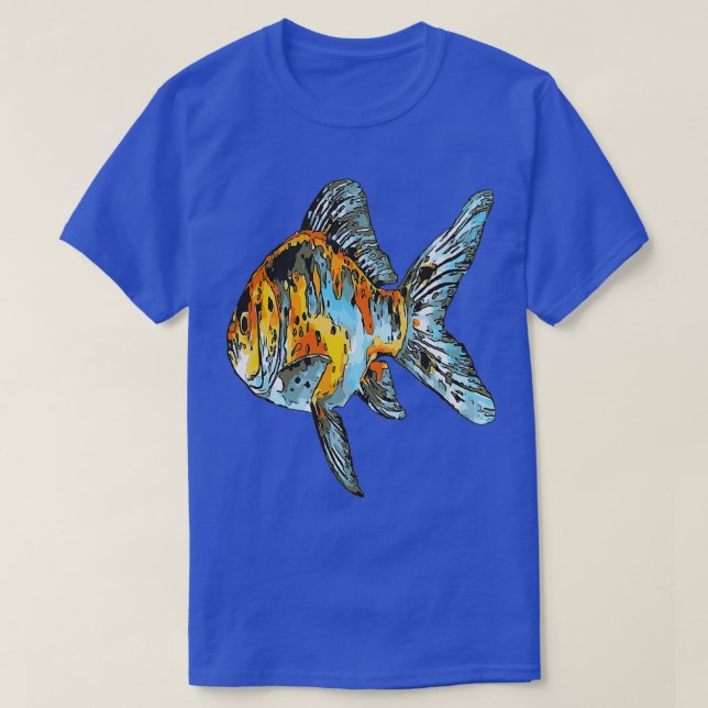 Blå och Orange Shubunkin Goldfish Isolated T Shirt (Design framsida)