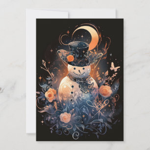 Blå och Orange Snögubbe-julkort Julkort