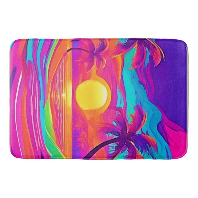 Blå och Orange Solnedgång Badrumsmatta (Framsidan)