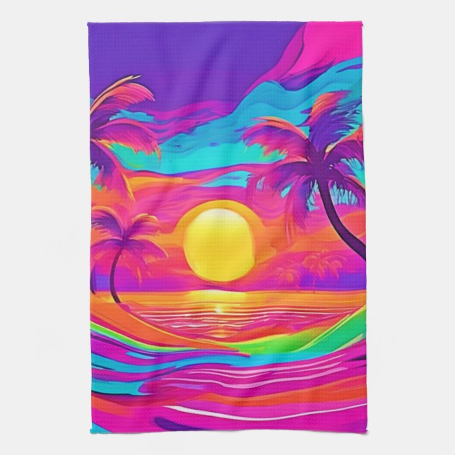 Blå och Orange Solnedgång Kökshandduk (Vertikal)