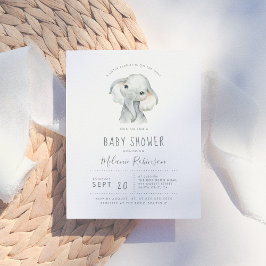 Blå och Orange Stam Mönster Elephant Baby Shower Inbjudan Vykort